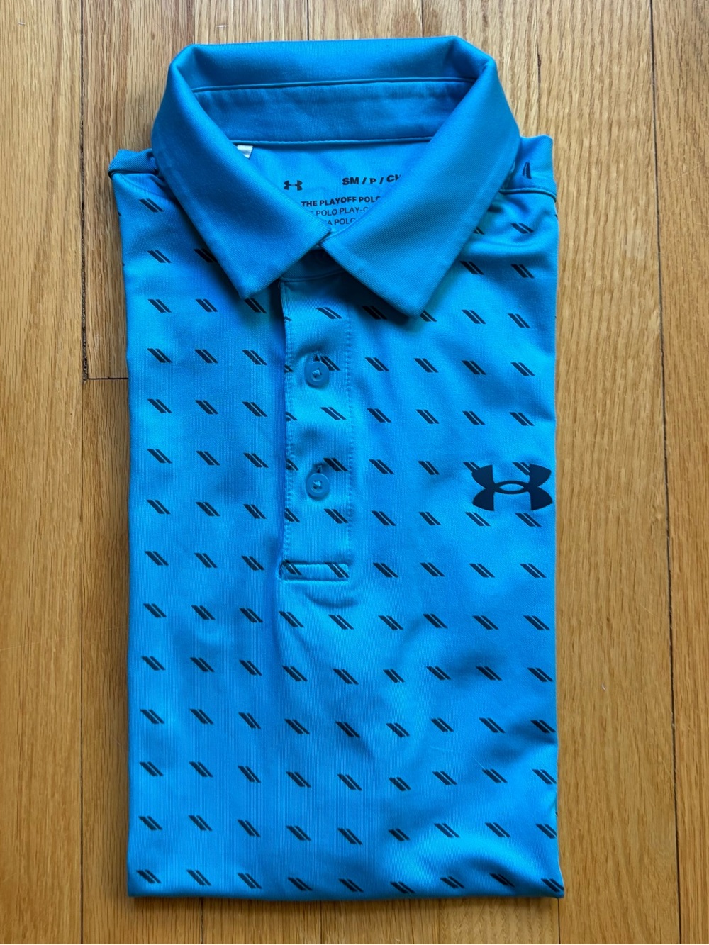 Under Armour Mens Short Sleeve Playoff Polo Shirt Golf Small Blue Unique Pattern